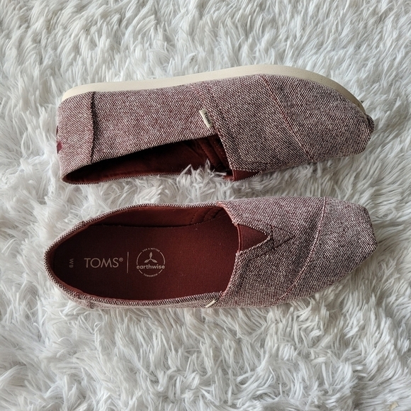 Toms Alpargata 10015655 Womens Red Canvas Slip On Lifestyle Sneakers Shoes - Picture 2 of 7